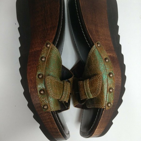 DONALD J PLINER Wedge Olive Green Slides Sandals 7 - Picture 9 of 12